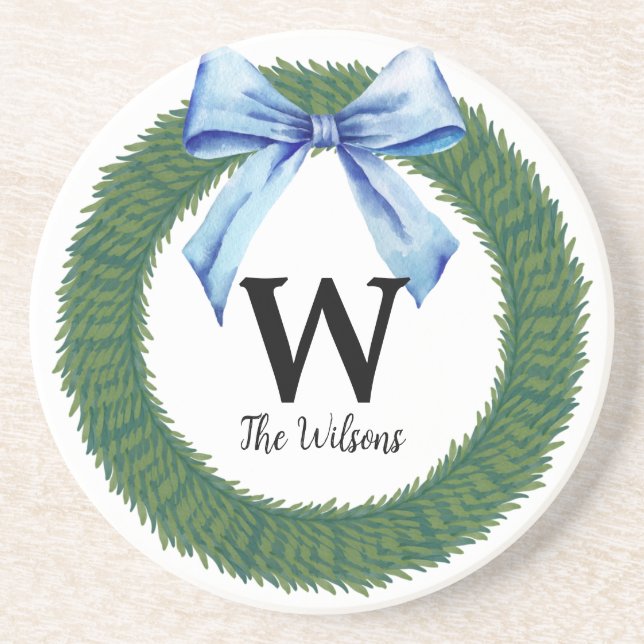 Porta-copos Wreath Blue Arco Monograma (Frente)