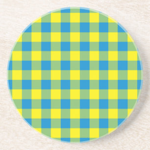 Porta-copos Xadrez Escocês Azul Amarelo Verde