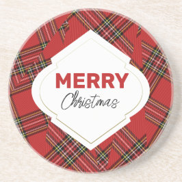 Porta-copos Xadrez Vermelha de Feliz Natal Artístico
