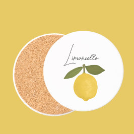 Porta-copos Yellow Lemon with Green Leaves | Fresh Citrus 