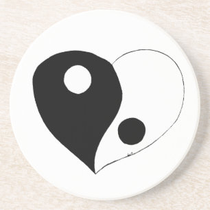 Porta-copos Yin Yang Heart (B/W)