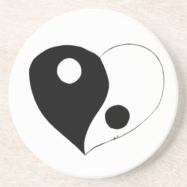 Porta-copos Yin Yang Heart (B/W) (Frente)