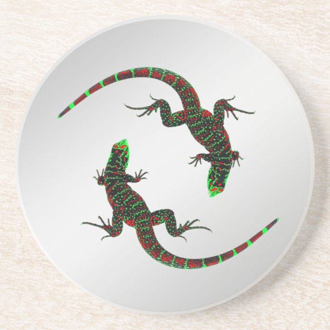 Porta-copos Yin Yang Lizards Silver (Frente)