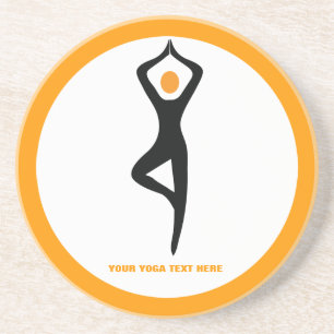 Porta-copos Yoga tree pose preto, costume laranja