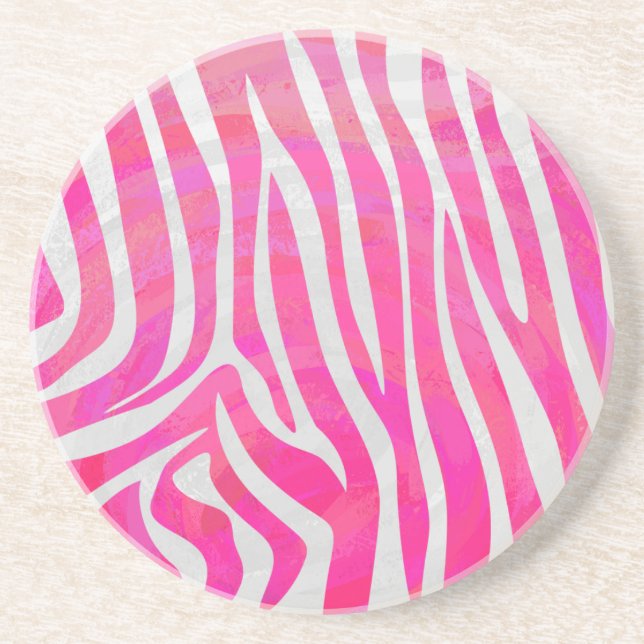 Porta-copos Zebra, rosa-quente e Impressão branco (Frente)
