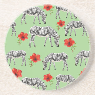 Porta-copos Zebras Entre Flores de Hibiscus