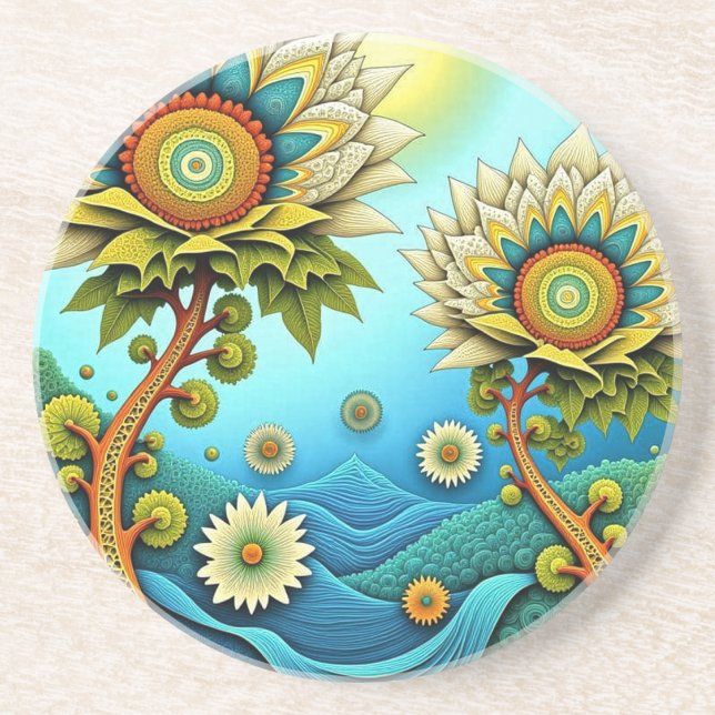 Porta-copos Zentangle Floral Dreamscape (Frente)