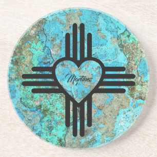 Porta-copos Zia Heart Turquoise Sobre O Nome Personalizado De 