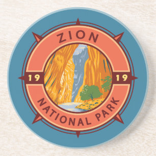 Porta-copos Zion National Park Retro Compass Emblem