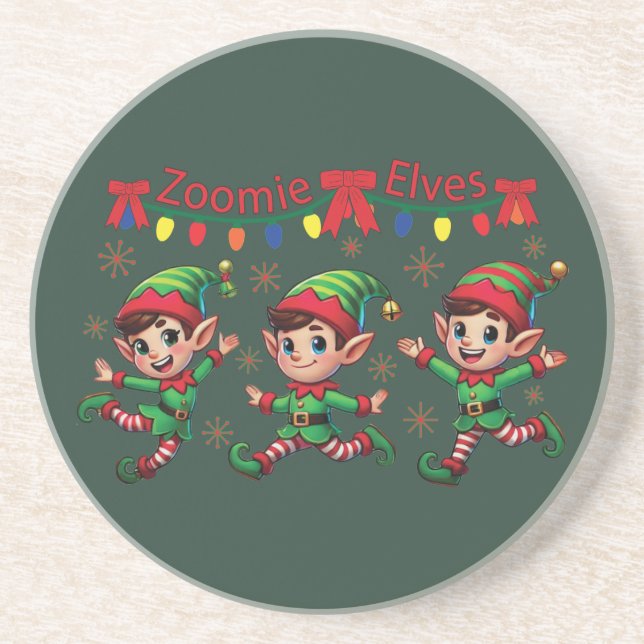 Porta-copos Zoomie Elves Natal (Frente)