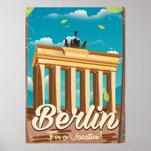 Porta de Brandenburgo, poster de viagens de desenh