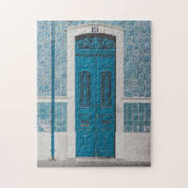 Porta de madeira azul em Portugal Quebra-cabeça de