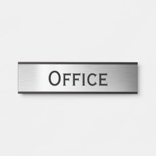 Porta Elegante Placa de Escritório Faux Prata Moderna Pe