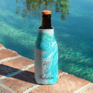 Porta-garrafa 50 E Fabulosa Arte Azul-Teal De Agate De Aniversár