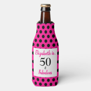 Porta-garrafa 50 e Fabuloso cor-de-rosa escuro com Bolinhas pret