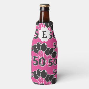 Porta-garrafa 50th Monogrammed PRETO COR-DE-ROSA do aniversário