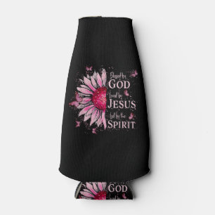 Porta-garrafa Abençoado Por Deus - Amado Por Jesus Girassol Rosa