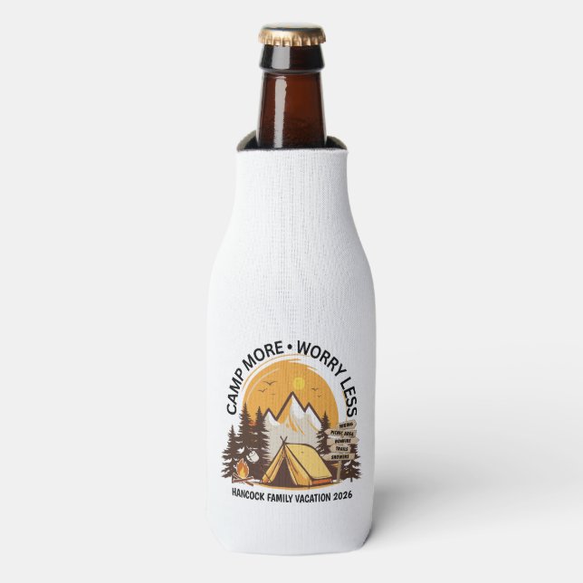 Porta-garrafa Acampamento Mais Preocupado Menos Acampamento (Frente da Garrafa)