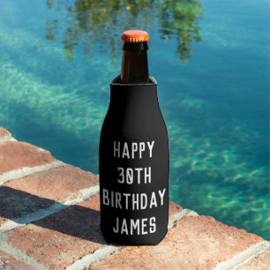 Porta-garrafa Aniversário 30 Elegante Preto Moderno Favoritos