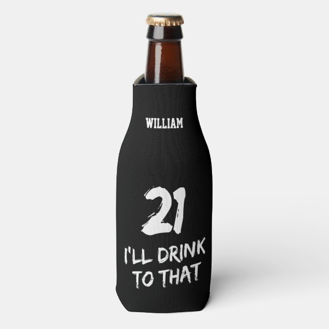 Porta-garrafa aniversário de 21 anos Engraçado, eu bebo para aqu (Frente da Garrafa)