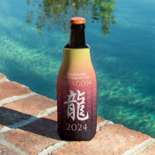 Porta-garrafa Ano Novo do Dragão 龍 Chinês Dourado Vermelho