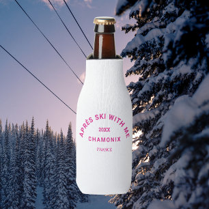 Porta-garrafa Après Ski Comigo Festa de Esqui Rosa Quente