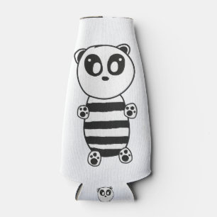 Porta-garrafa Arte de Panda Preto e Branco Divertida
