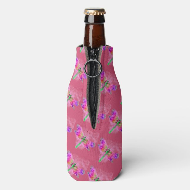 Porta-garrafa Arte Dragonfly (rosa) (traseira da garrafa)