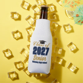 Porta-garrafa Azul Marinho Dourado Turma de 2027 Personalizado