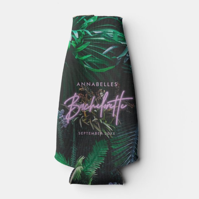 Porta-garrafa Bachelorette de neon roxa brilhante moderna (Frente)