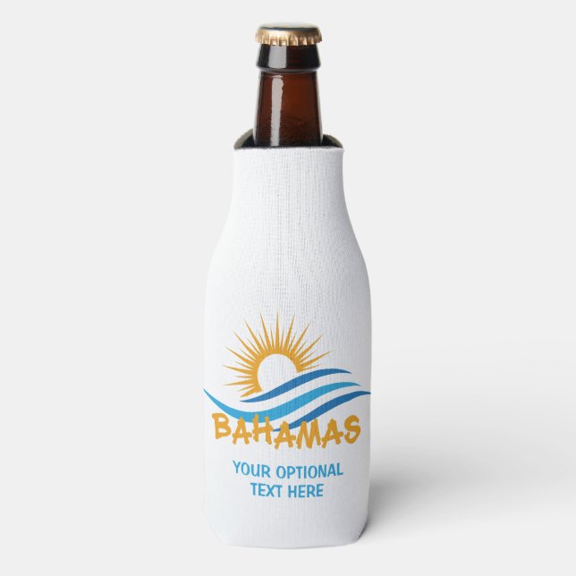 Porta-garrafa Bahamas de texto personalizado (Frente da Garrafa)