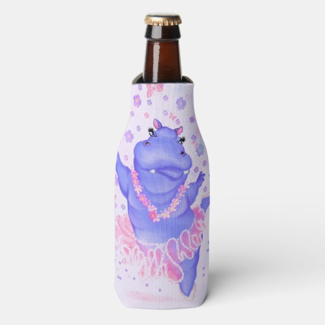 Porta-garrafa Ballerina Hippo Funny Bottle Cooler Feliz Dançarin (Frente da Garrafa)