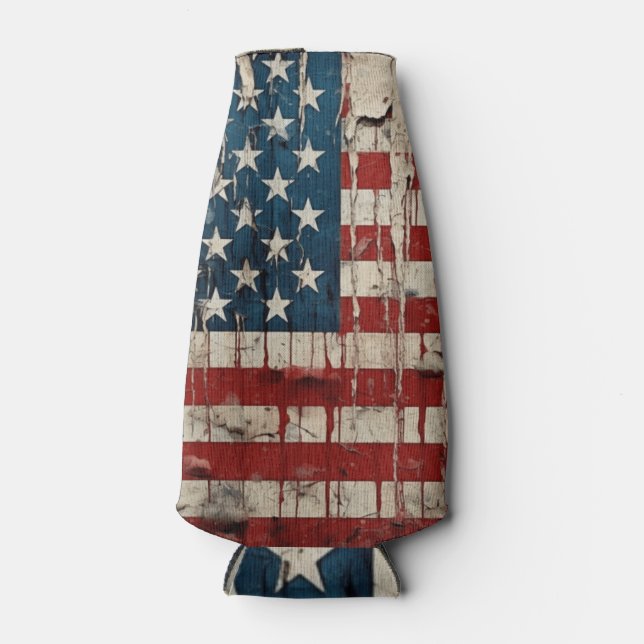 Porta-garrafa Bandeira Americana Julho 4º Frasco Cooler (Frente)