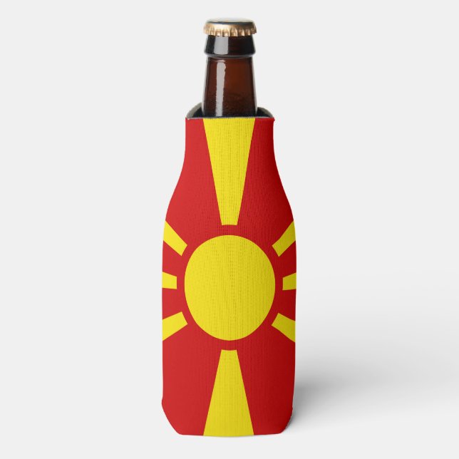 Porta-garrafa Bandeira da Macedônia do Norte (Frente da Garrafa)