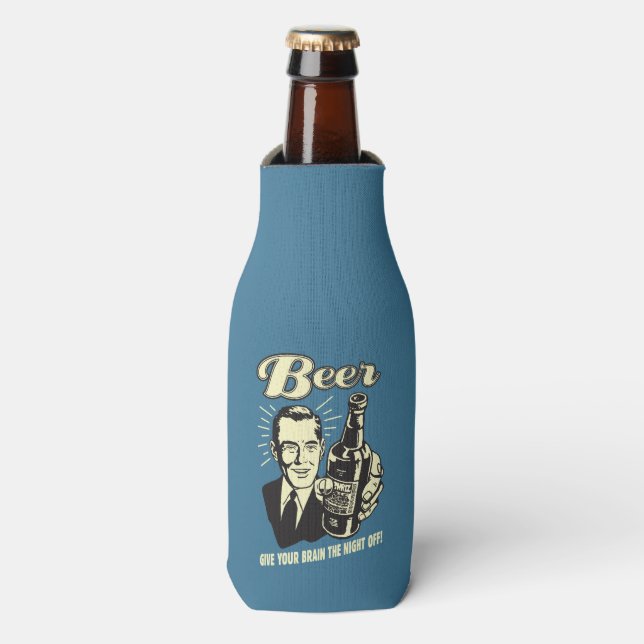 Porta-garrafa Beer: Dê o Cérebro a Noite Desligado (Frente da Garrafa)