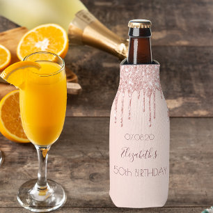 Porta-garrafa Birthday party rose gold glitter drip glam girly