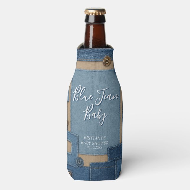 Porta-garrafa Blue Jean Baby Denim Baby Shower (Frente da Garrafa)
