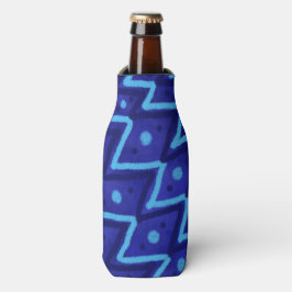Porta-garrafa Blue Zig Zags Dots Funky Pattern 