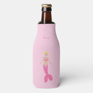 Porta-garrafa Bonito fantasia rosa Sereia Nome Personalizado