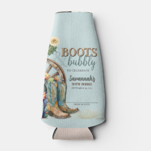 Porta-garrafa Boots and Bubble Rodeo Cowgirl Teal Blue Birday