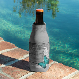 Porta-garrafa Borboleta Teal Borboleta Personalizada Rustic Bott