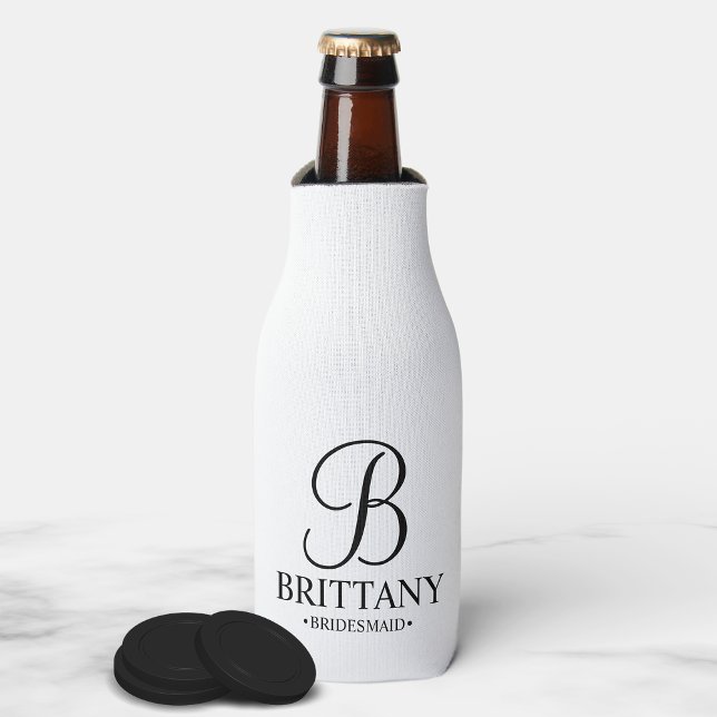 Porta-garrafa Bridesmaid Personalizada Elegante Preta e Branca (Criador carregado)