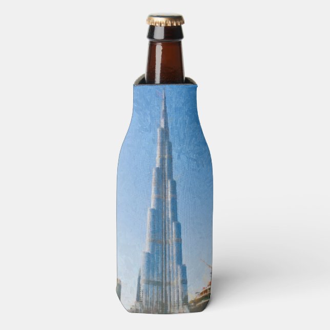 Porta-garrafa Burj Khalifa, pintura de Dubai (Frente da Garrafa)