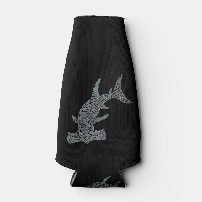 Porta-garrafa Cabeça de Hammerhead Tribal na Fria Negra (Frente)