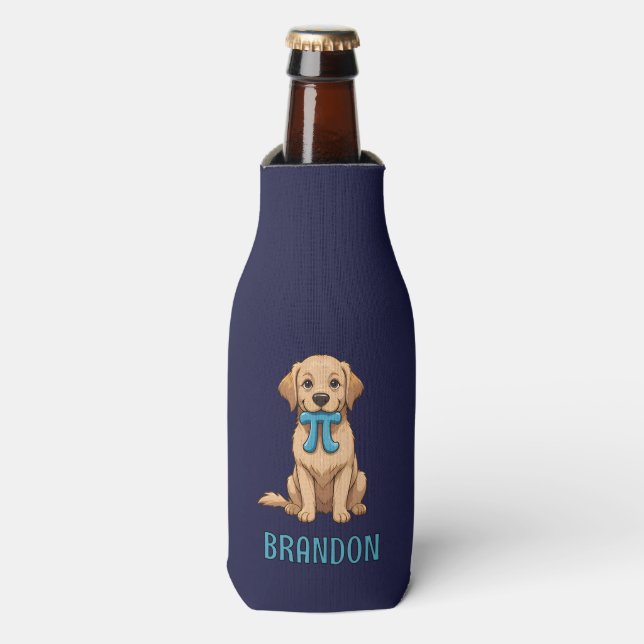 Porta-garrafa Cachorro Pi Day Personalizado Com Símbolo Pi | Fel (Frente da Garrafa)