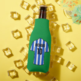 Porta-garrafa Camisa de futebol em faixas azuis e brancas