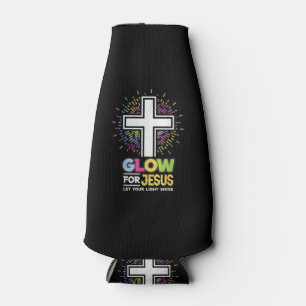 Porta-garrafa Camiseta Cruz Cristã Brilha para Jesus Cristo Bi