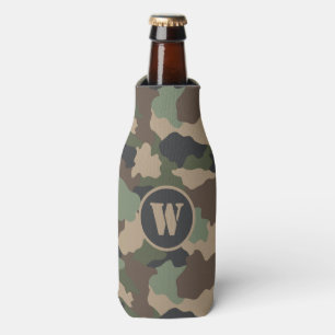 Porta-garrafa Camuflagem Woodland Camo Khaki Tan Monograma Preto