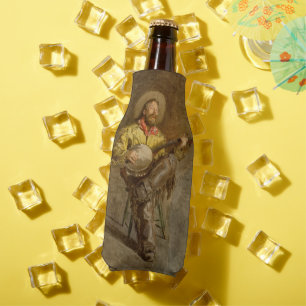 Porta-garrafa Cantando Vaqueiro Espanhol w Banjo Tocando Música