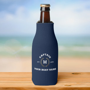 Porta-garrafa Capitão de Barco Personalizado Monograma Dourado 